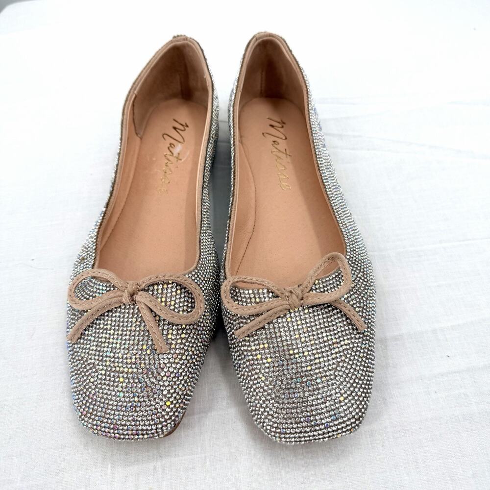 MATISSE Roxy Rhinestone Embellished Ballet Flats Square Toe Womens 8 - Picture 2 of 7